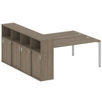 Бенч-стол на П-образном м/к с опорным шкафом-купе Metal system quattro 40×40 БП.РС-СШК-4.5 Т Акация/Антрацит металл 2210*2332*1098 Бенч-стол на П-образном м/к с опорным шкафом-купе Metal system quattro 40×40 БП.РС-СШК-4.5 Т Акация/Антрацит металл 2210*2332*1098
